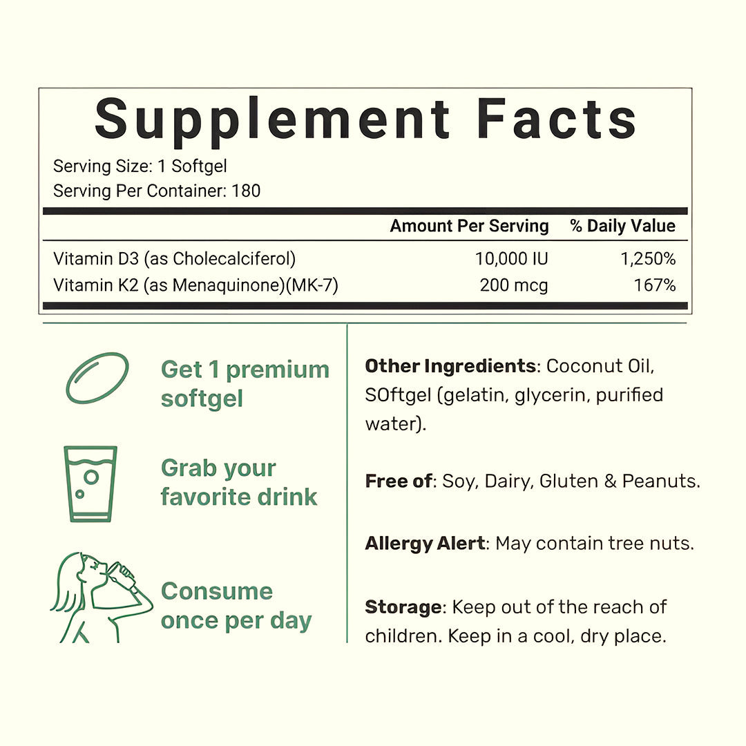 Vitamin D3 + K2 Softgels